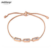 JeeMango New Design Sparkling CZ Crystal Charm Bracelets For Women Girls Rose Gold Stainless Steel Box Chain Bracelet JB19102 2024 - buy cheap