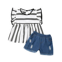 Emmaaby/комплект одежды из 2 предметов для маленьких девочек, футболка + джинсы, комплект со штанами 2024 - купить недорого