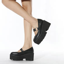 Zapatos Lolita con plataforma para mujer y niña, calzado de tacón alto, estilo japonés, grueso, negro, retro, Punk, mary Jane 2024 - compra barato
