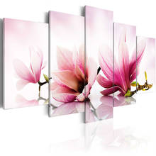 5 Pieces Simple Pink Blossom Poster Colorful Magnolias Flower Canvas Painting Modern Wall Art Pictures for Living Room Decor 2024 - buy cheap