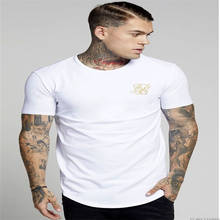 Fashion new men T shirt summer fitness hip hop clothing irregular curved hem round neck short-sleeved cotton silk T-shirt 2024 - buy cheap