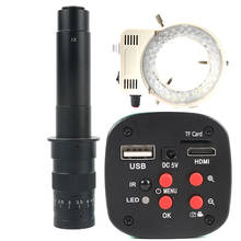 Cámara de microscopio con Sensor SONY, 1080P, 16MP, HDMI, USB, laboratorio Industrial, PCB, soldadura, vídeo TF, lente de montaje 100x 180x 300x C + 144 LED 2024 - compra barato