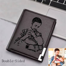 Personalized Wallet Men PU Leather Custom Engraved Photo Personalized Wallet Bifold Purse Wallets Handmade Gift for Him/Men 2022 2024 - buy cheap