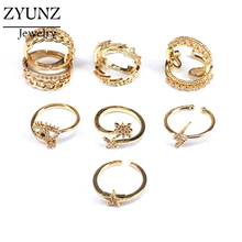 10PCS, CZ Flower //Eye/Star rings, adjustable CZ ring, Cluster ring, Dainty stackable rings, open floral ring 2024 - buy cheap