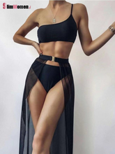 Womens One-shoulder Bikini Set Swimwear Chiffon Three-piece Sexy Split Skirt Bikini Swimsuit Summer Beach Wetsuit Swimwear Bath 2024 - buy cheap