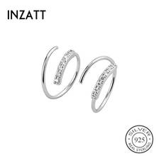 INZATT Real 925 Sterling Silver Geometric Zircon Hoop Earrings For Fashion Women Party Fine Jewelry Minimalist Cute Accessories 2024 - buy cheap