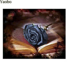 5D Diy Diamond Painting black rose and book mozaik puzzle Cross Stitch Full Square Round fantasy Diamond Embroidery Decoration 2024 - buy cheap