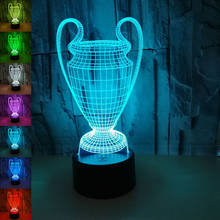 Copo de futebol lâmpada troféu em forma 3d luzes da noite decoração meninas 7 cores em mudança usb led candeeiro mesa futebol esporte fãs 2024 - compre barato