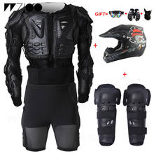Chaqueta de motocicleta de carreras de Motocross, armadura corporal, chaqueta protectora de GearMotorcycle + Pantalones cortos + combinación de casco completo 2024 - compra barato