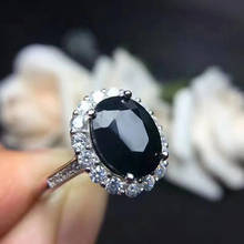 Luxury Male Female Big Oval Engagement Ring 925 Silver Crystal Black Onyx Zircon Stone Ring Vintage tanzanite Rings For Women 2024 - buy cheap