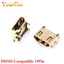 10PCS / 5PCS HDMI-Compatible Female Jack/Socket Connector 19PIN 19P Right Angle SMT SMD 90 Degree Gold-Plated HD 19 PIN 2024 - buy cheap