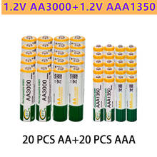 2021 New 1.2V AA 3000mAh NI-MH Rechargeable Batteries+AAA battery 1350 mAh Rechageable battery NI-MH 1.2 V AAA battery 2024 - buy cheap