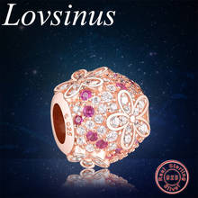 Pulseira para berloques europeus, bracelete original com pingente de flor margarida faixa rosa prata 925 para fazer joias dyi de prata 925 2024 - compre barato