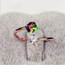 Корейское цветное циркониевое кольцо, розовое золото, винтажные циркониевые кольца, Простые открытые кольца, подарки на день Святого Валентина, женские модные ювелирные изделия, кольца 2024 - купить недорого