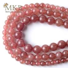 Strawberry Crystal Quartyz Stone Round Beads For Jewelry Making  Space Loose Beads 6/8/10mm Diy Bracelet Jewellery Wholesale 15” 2024 - buy cheap