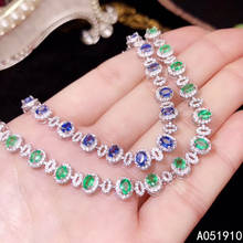 KJJEAXCMY boutique jewelry 925 sterling silver inlaid Natural sapphire Emerald female Bracelet support detection classic 2024 - buy cheap