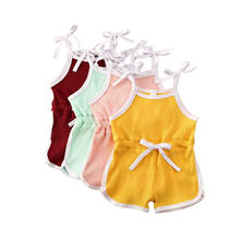 2020 infantil do bebê recém-nascido meninas sólido com nervuras macacão sem mangas cinta macacões playsuit roupas do bebê verão 2024 - compre barato