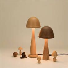 Luminária de mesa em forma de cogumelo, decoração de madeira, para quarto e sala de estar, para decoração da casa, luz de cabeceira, led, usb 2024 - compre barato