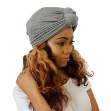 Turbante elástico de estilo bohemio para mujer, turbante con nudo para envolver la cabeza, accesorios para el cabello para mujer, gorro indio para quimio 2024 - compra barato