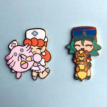Adorable Nurse Joy and Chansey Enamel Brooch Pins Badge Lapel Pin Brooches Collar Jeans Jacket Fashion Jewelry Accessories 2024 - buy cheap