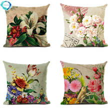 Retro Nostalgic Rose Flowers Series Cotton Linen Cushion Cover Decoration Sofa Sofa Bedroom Chair Decorative Pillowcase 45X45cm 2024 - buy cheap