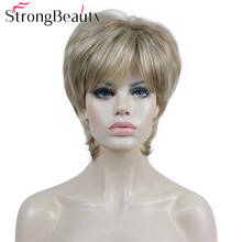 StrongBeauty-Peluca de cabello sintético para mujer, pelo corto recto, Rubio, plateado y marrón, muchos colores 2024 - compra barato