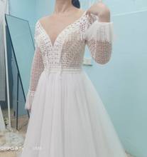 UMK Lace Long Sleeve Bohemia Wedding Dress Tassel Boho Vestido De Noiva Sexy See Through Beach Wedding Gowns 2024 - buy cheap