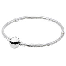 Cadena de serpiente con cierre Circular Original, brazalete básico compatible con pulsera de cuentas de plata de ley 925, joyería Europea artesanal 2024 - compra barato