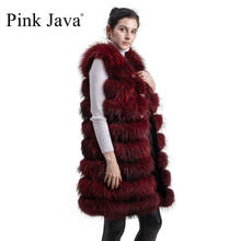 PINK JAVA QC1805 free shipping  real raccoon fur vest long fur gilet women's winter coat fluffy wholesale 2024 - buy cheap