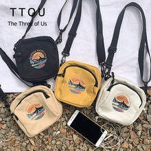 TTOU-Bolso pequeño de lona para mujer, Mini bolsa coreana para estudiante, fundas de teléfono móvil, bandolera sencilla, bolso de hombro con solapa 2024 - compra barato