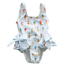 Summer Toddler Baby Kids Girls Swimsuit One Piece Bow Icecream Bikini Bathing Suit Beach Bodysuit Swimwear Kids Wear 2024 - buy cheap