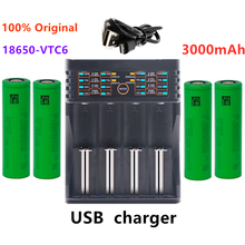 100% nova bateria original de íon de lítio 3.7v 3000 mah, bateria para sony us18650 vtc6 18650 mah 3000 bateria 18650 v + carregador de bateria usb 2024 - compre barato