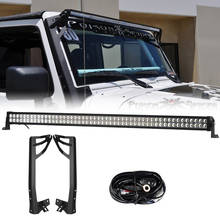 Racbox-barra de luz led off road para trabalho, 52 polegadas, 300w, fileira dupla, para-brisa, kit de montagem, para jeep wrangler jk 2005-2011 2024 - compre barato