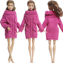 1 Pcs High Quality Deep Pink Mini Knitted Soft Warm Sweater Tops Dress Casual Daily Wear Clothes for Barbie Doll Accessories Toy 2024 - buy cheap