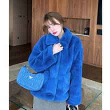 Furry Faux Fur Coat women Fall Winter 2021 New Turn Down Collar Loose Lamb Velvet Warm Fur Coat Plus Size Female Plush Coats 2024 - buy cheap