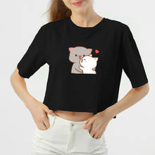 Camisetas cortas divertidas para niñas, Camiseta con estampado de oso de leche de dibujos animados, camisetas de manga corta de algodón, ropa de calle de estilo Kpop para mujer 2024 - compra barato