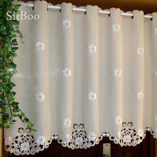 Pastoral new fashion beige white floral embroidery half-curtain bay window curtain for coffee room decor  SP2979 Free shipping 2024 - buy cheap