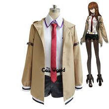 Steins Gate Makise-abrigo Kurisu, camisa corta, trajes de Anime personalizados, disfraces de Cosplay 2024 - compra barato