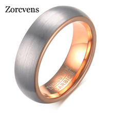 ZORCVENS 2022 New Punk Vintage 6MM Wide Rose Gold Color Tungsten Carbide Wedding Band Rings For Women Matte Finished Jewelry 2024 - buy cheap