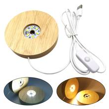 Wooden 3D Night Light Round Base Holder LED Display Stand for Crystal Glass Ball 2024 - buy cheap