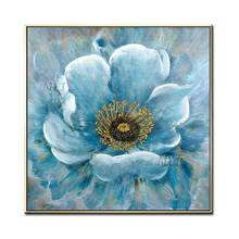 Abstract Bule Flowers Home Decorative Canvas Wall Art Handmade Oil Painting Gold Flower Group Painting Canvas Art Modern Decor 2024 - buy cheap