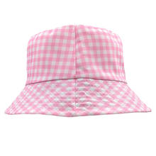 2021 Pink White Bucket Hat Flat Fishing Hat Hip-Hop Plaid Cap Reversible Spring summer Grid Fashion Design women Fisherman Hat 2024 - buy cheap