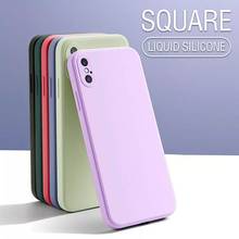 Funda de silicona líquida cuadrada Original para iPhone, carcasa fina y suave para iPhone 13, 12, 11 Pro Max, Mini, XS max, X, XR, 7, 8 Plus, SE 2024 - compra barato