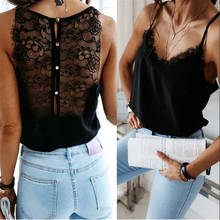 2020 New Fashion Trendy Women Summer Sleeveless Tank Tops V-neck Black Lace Camisole Sexy Button Down O Neck High Street Vest 2024 - buy cheap