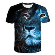 Camiseta masculina de verão o pescoço de manga curta roupas animais leão 3d impressão camiseta casual 2024 - compre barato