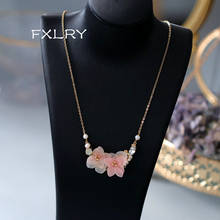Fxlry colar feminino de flores, colar curto e artesanal de água doce 2024 - compre barato