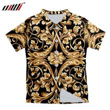 UJWI Men's Gold Flower Luxury Royal Baroque Print Shirts Casual Button Down Short Sleeve Hawaiian Shirt Beach Holiday Tops 2024 - buy cheap