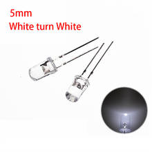 100 peças led branco 5mm diodo emissor de luz branco vira branca 2024 - compre barato