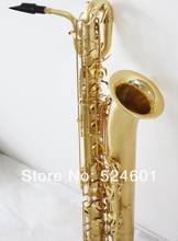 Saxofone baritone profissional sem marca matte gold baritone sax superfície verniz ouro saxofone com caso 2024 - compre barato