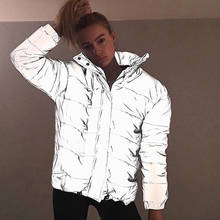 BKLD New Jacket Coat Winter Thick Warm Women Casual Turtleneck Long Sleeve Zipper Outerwear Female Fashion Reflective Streetwear 2024 - buy cheap